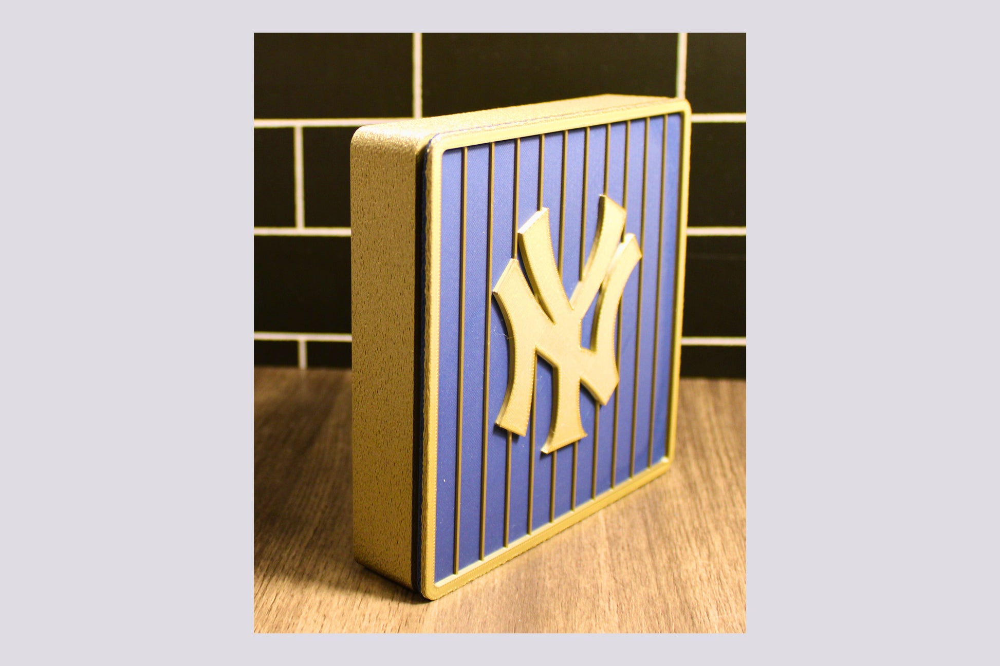 NY Yankees 3D Decorative Box. Blue and Iridium Gold Colored. Tiki-Taka3D