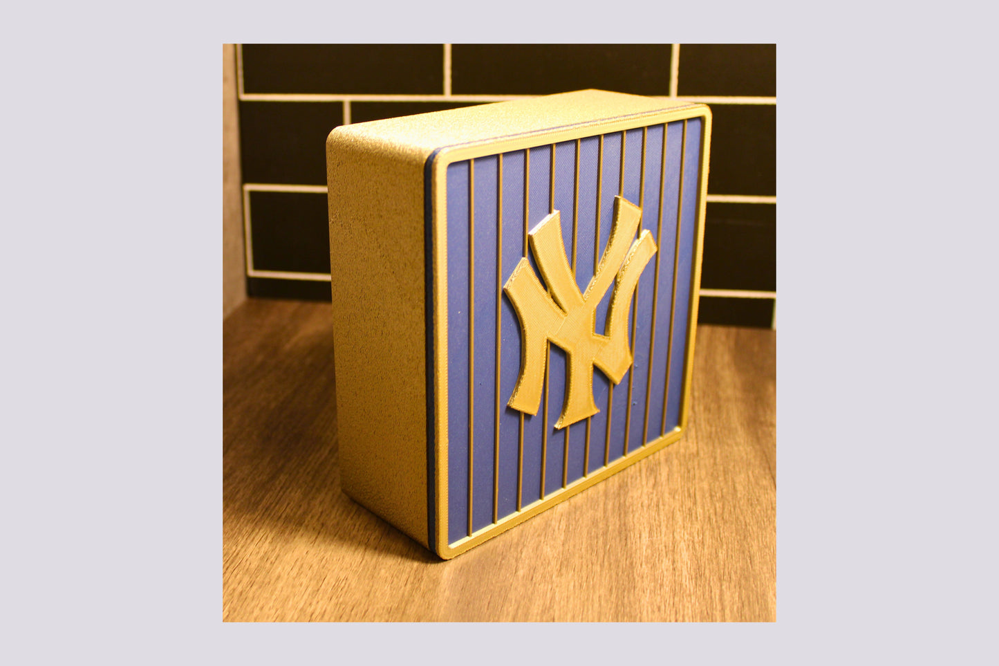 NY Yankees 3D Decorative Box. Blue and Iridium Gold Colored. Tiki-Taka3D