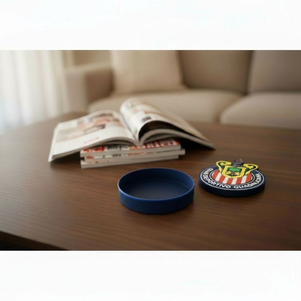 Chivas decorative box open on coffee table — empty hollow interior, lid resting beside