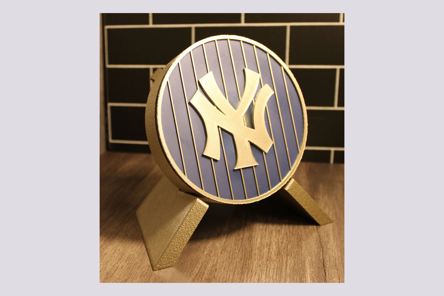 NY Yankees 3D Decorative Box. Blue and Iridium Gold Colored. Tiki-Taka3D