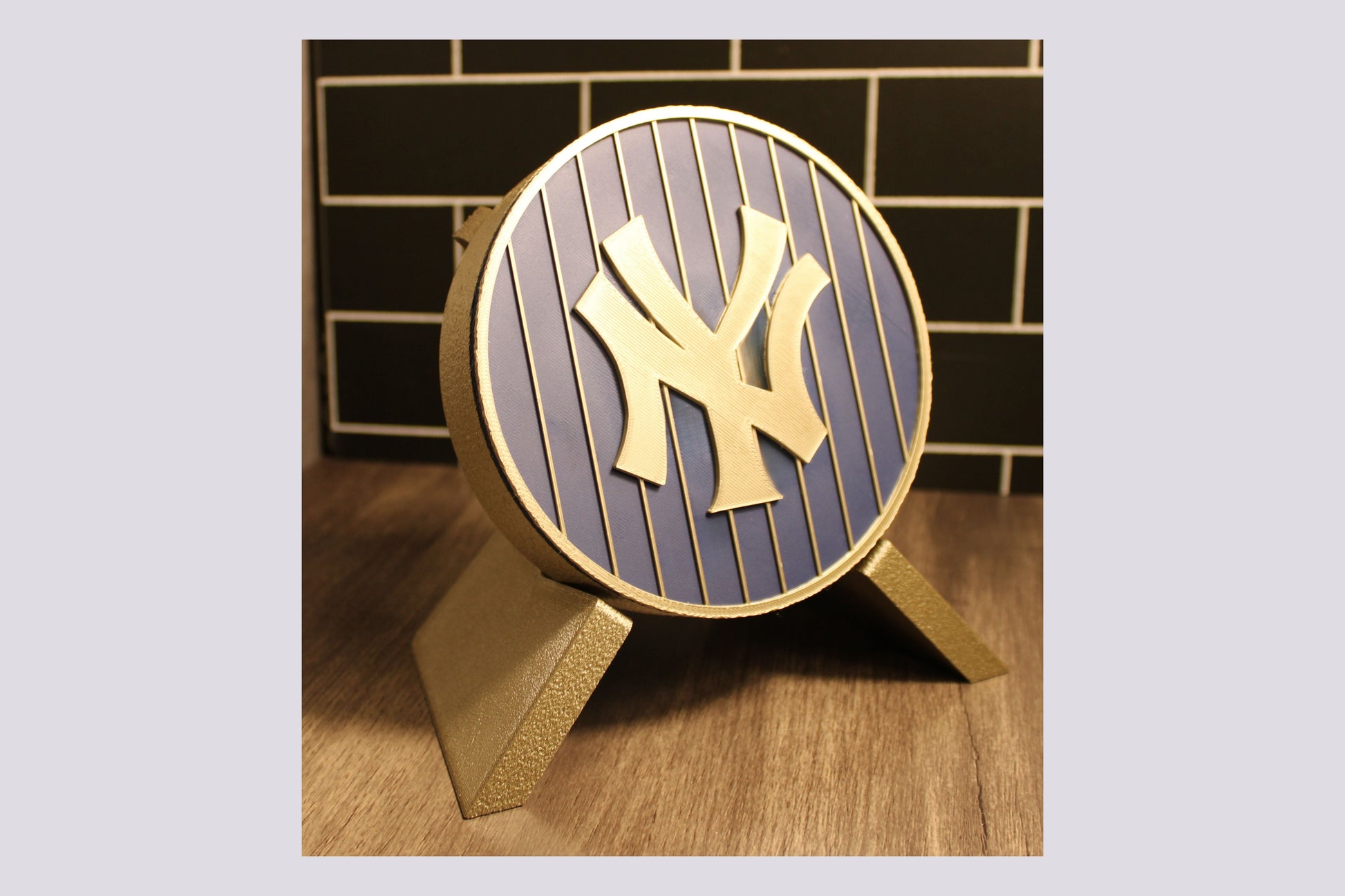 NY Yankees 3D Decorative Box. Blue and Iridium Gold Colored. Tiki-Taka3D