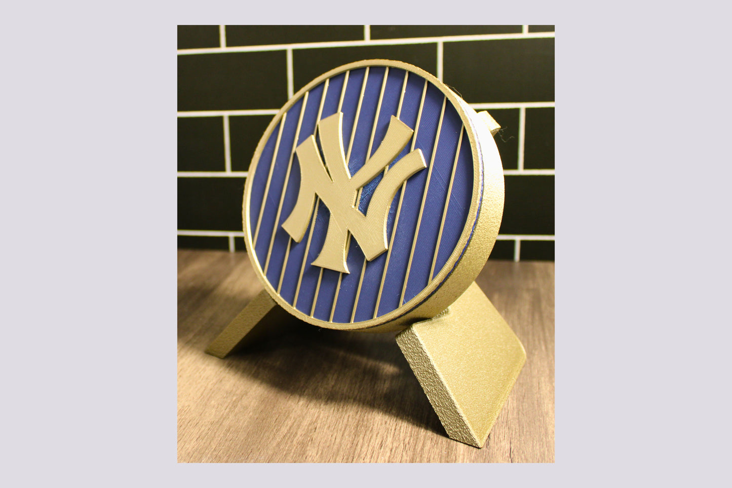 NY Yankees 3D Decorative Box. Blue and Iridium Gold Colored. Tiki-Taka3D