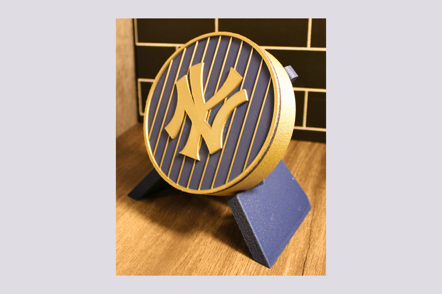 NY Yankees 3D Decorative Box. Blue and Iridium Gold Colored. Tiki-Taka3D