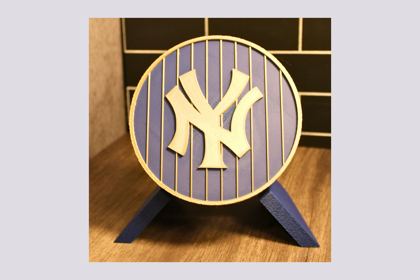 NY Yankees 3D Decorative Box. Blue and Iridium Gold Colored. Tiki-Taka3D
