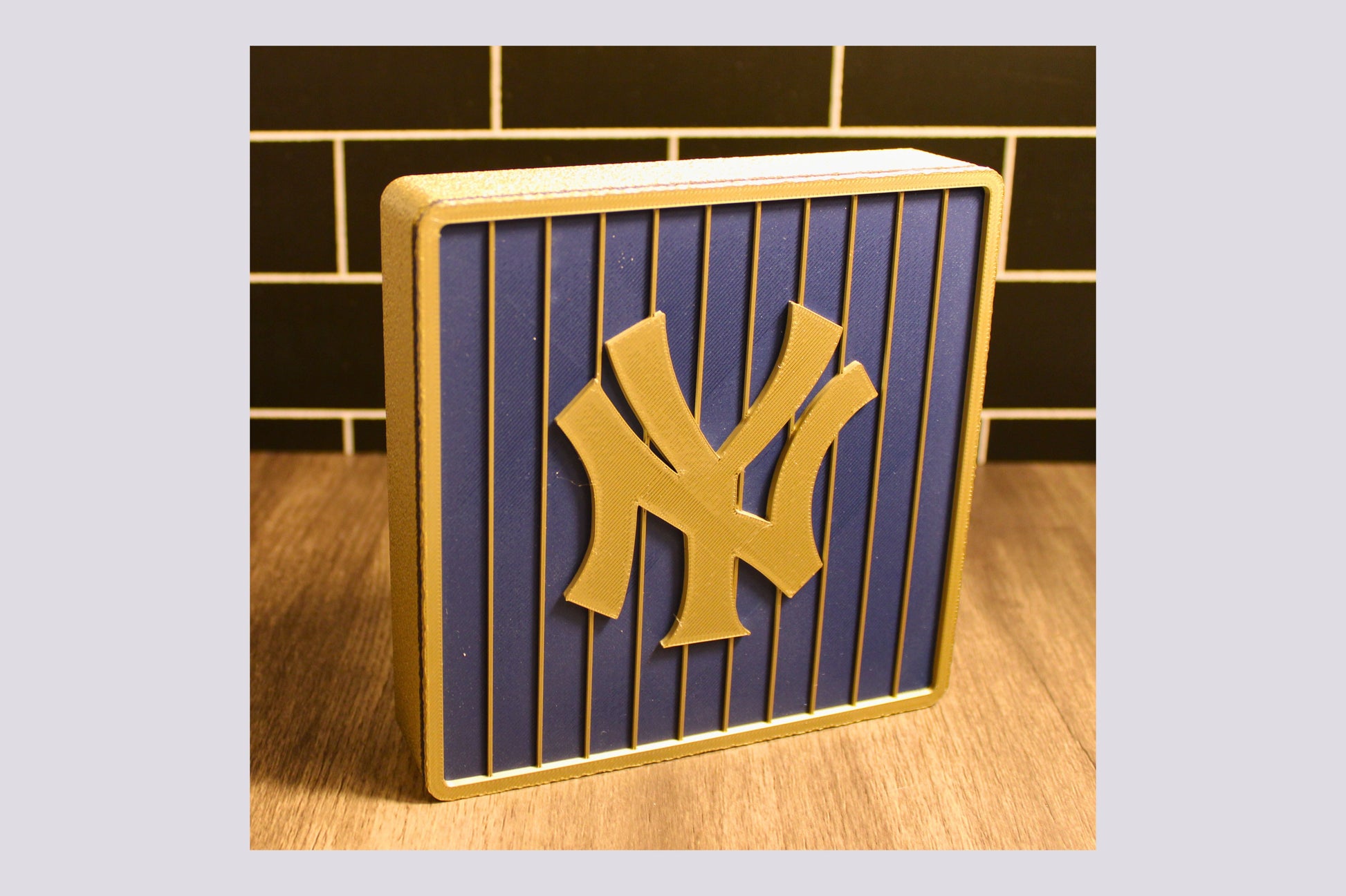 NY Yankees 3D Decorative Box. Blue and Iridium Gold Colored. Tiki-Taka3D