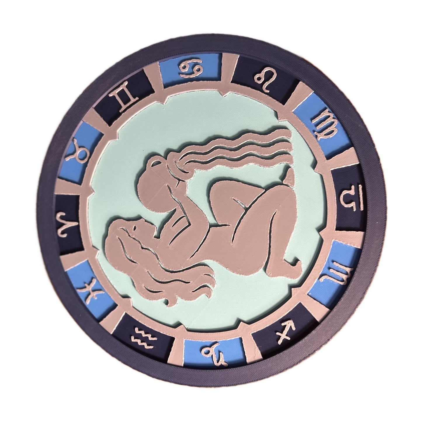 Zodiac Wall Art — 3D-Printed Celestial Medallion (Choose Your Sign & Size)