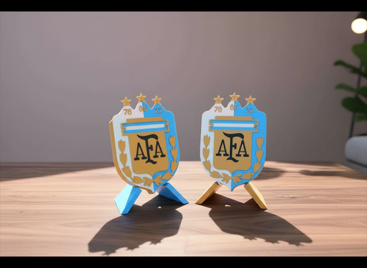 Argentina National Team 3D printed decorative plaque with AFA crest in sky blue and white colors
