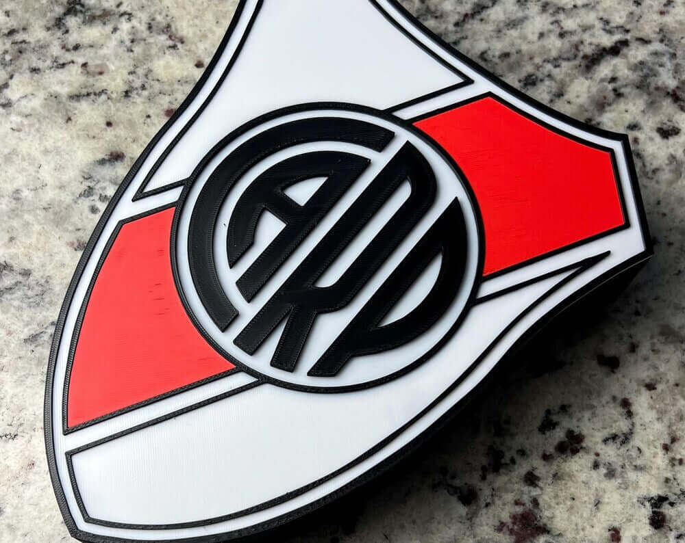 River Plate 3D printed plaque showcasing iconic logo in vibrant colors, perfect soccer decor or gift for fans and coaches.