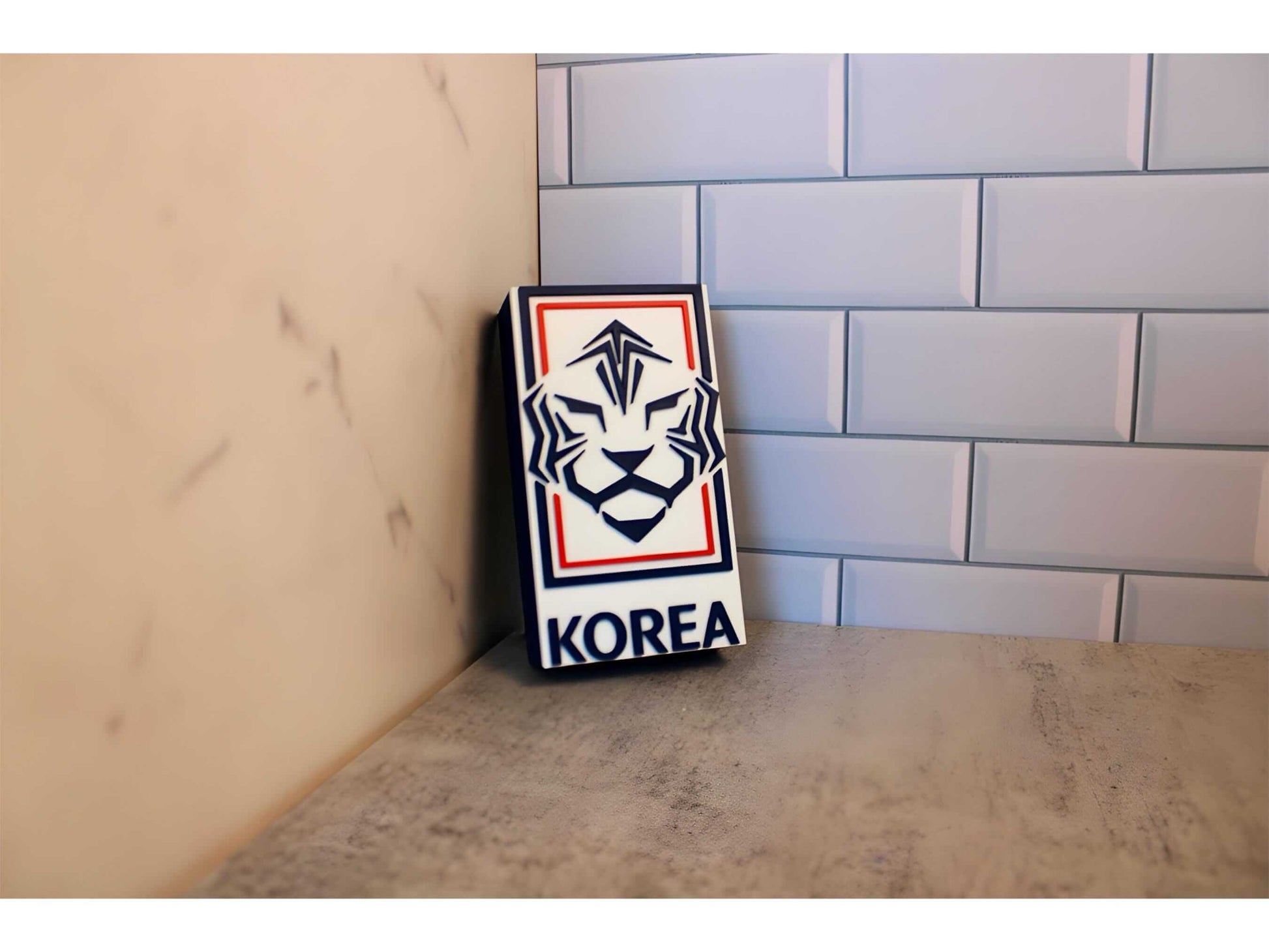 South Korea National Team 3D printed decorative plaque with tiger crest and desk stand