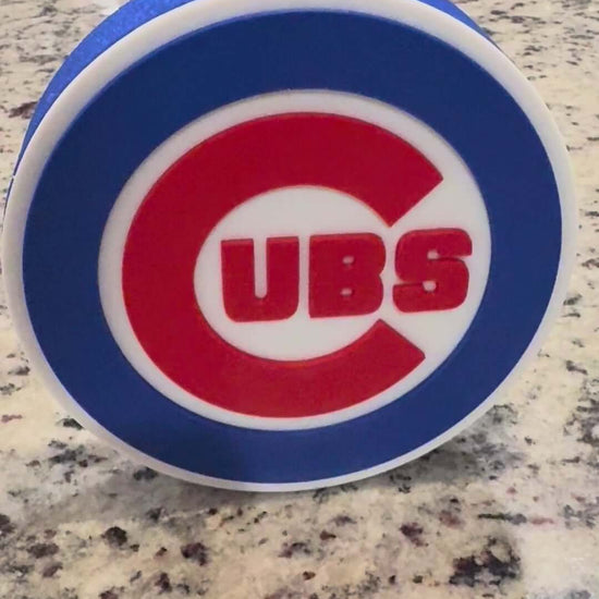 3D Chicago Cubs plaque on a granite surface, vibrant colors, no assembly required, premium baseball decor.