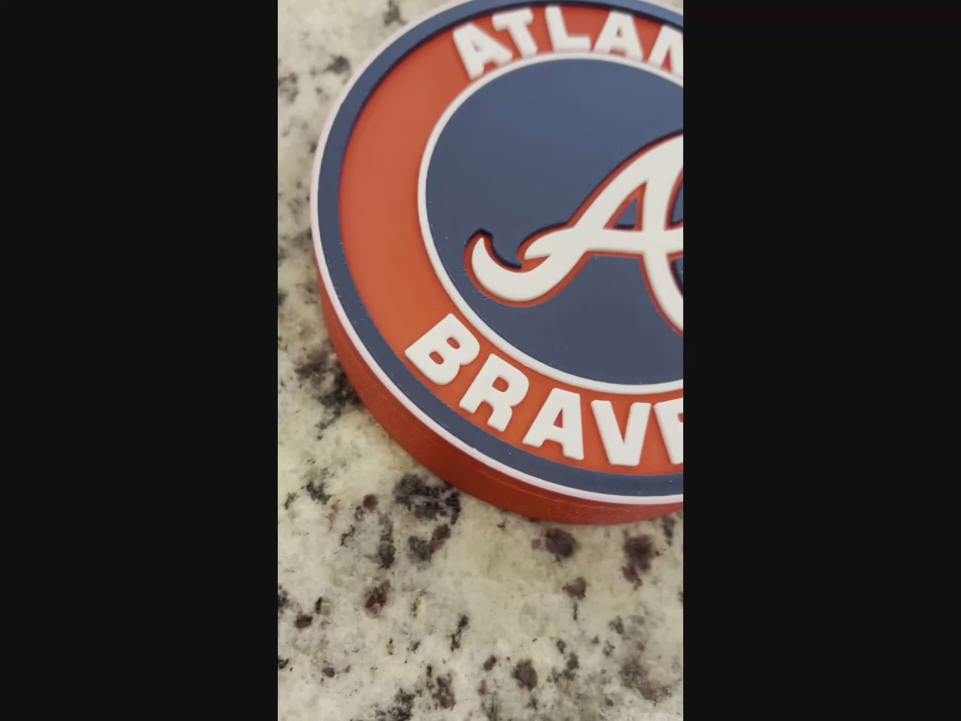 Atlanta Braves 3D printed MLB logo plaque showcasing vibrant colors and high-quality materials for baseball fans.