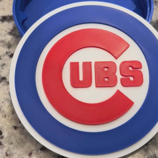 Chicago Cubs 3D printed plaque with vibrant colors and unique design, perfect decor for baseball fans.