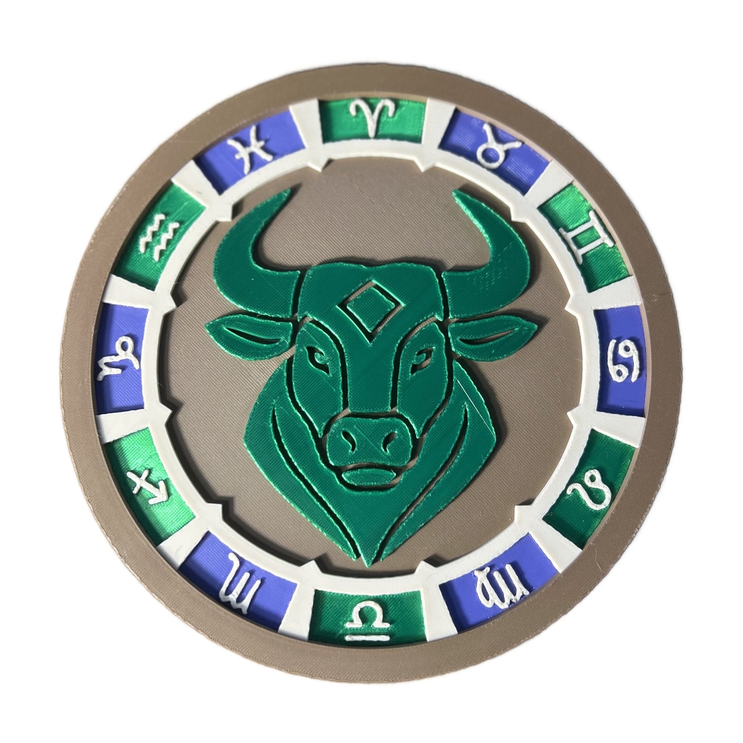 Zodiac Wall Art — 3D-Printed Celestial Medallion (Choose Your Sign & Size)