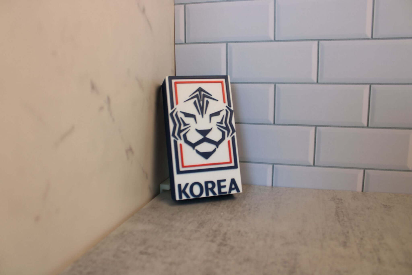 South Korea National Soccer Team 3D plaque featuring tiger emblem, vibrant colors, durable design for fans and decor.