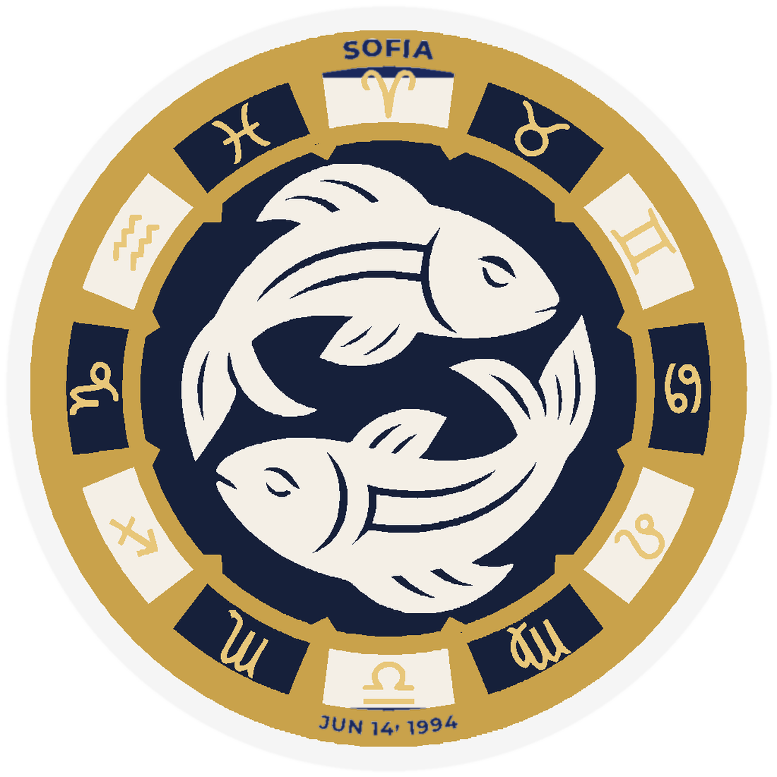Zodiac front — Pisces design sample